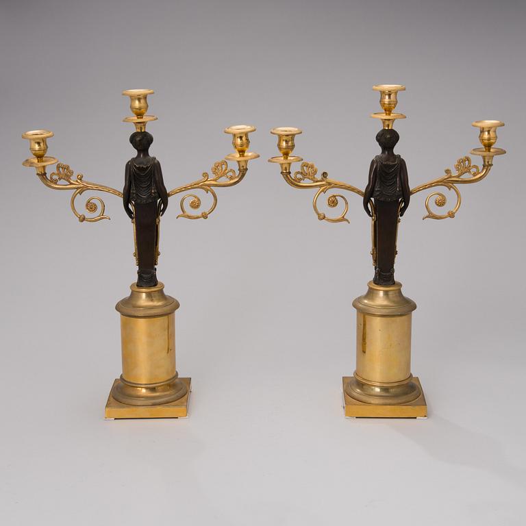 A PAIR OF CANDELABRAS IN THE MANNER OF REINHOLD FREDRIC LINDROTH, Stockholm early 19th century.