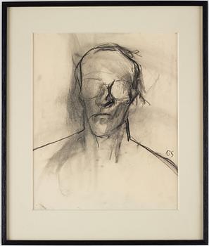 OLLE SKAGERFORS, charcoal on paper, signed OS.