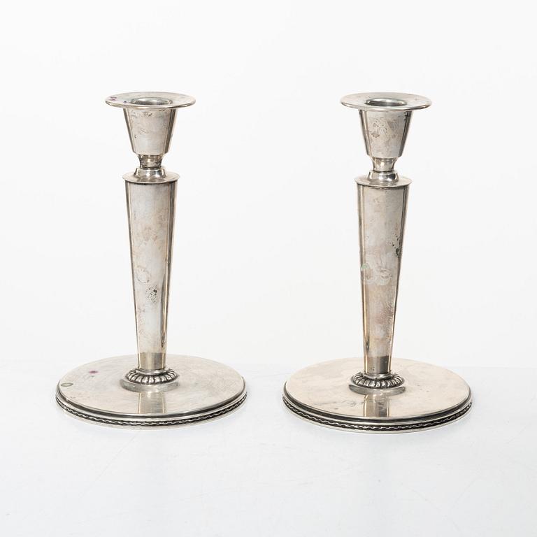 Eric Råström, Candelsticks, a pair, silver, Stockholm 1950.
