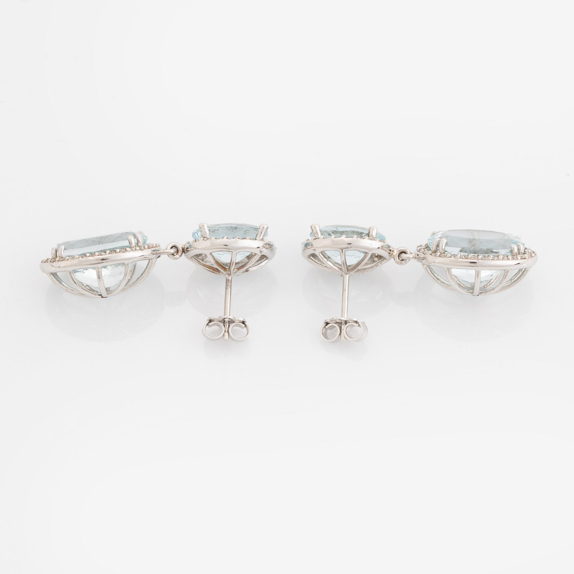 Örhängen, med akvamariner och diamanter.