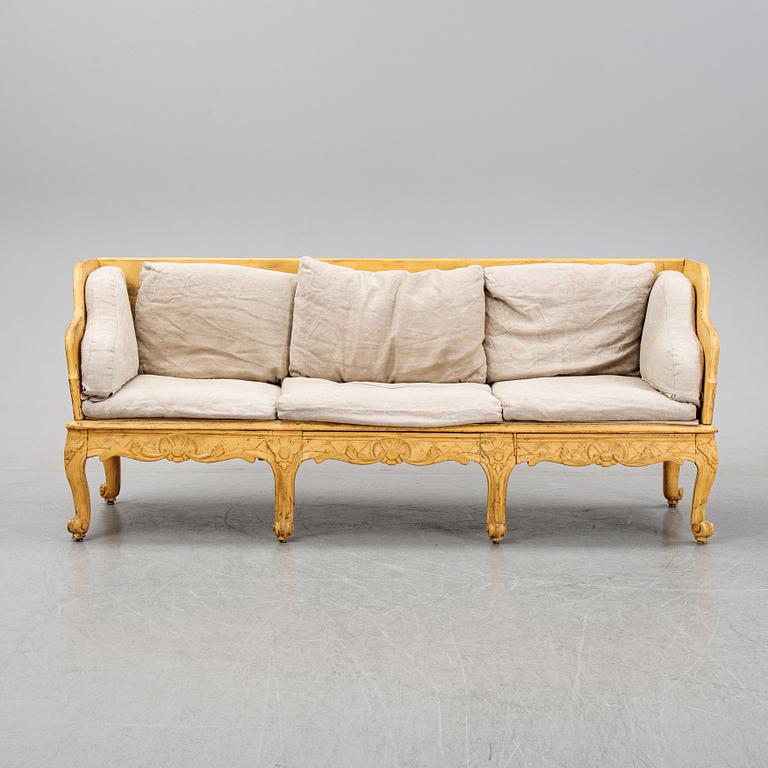 A painted rococo sofa, mid 18th Century.