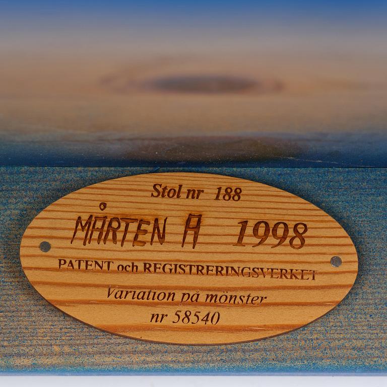 Mårten Andersson, a set of six chairs, "Från gryning till natt" (From Dawn to Night), 1998.