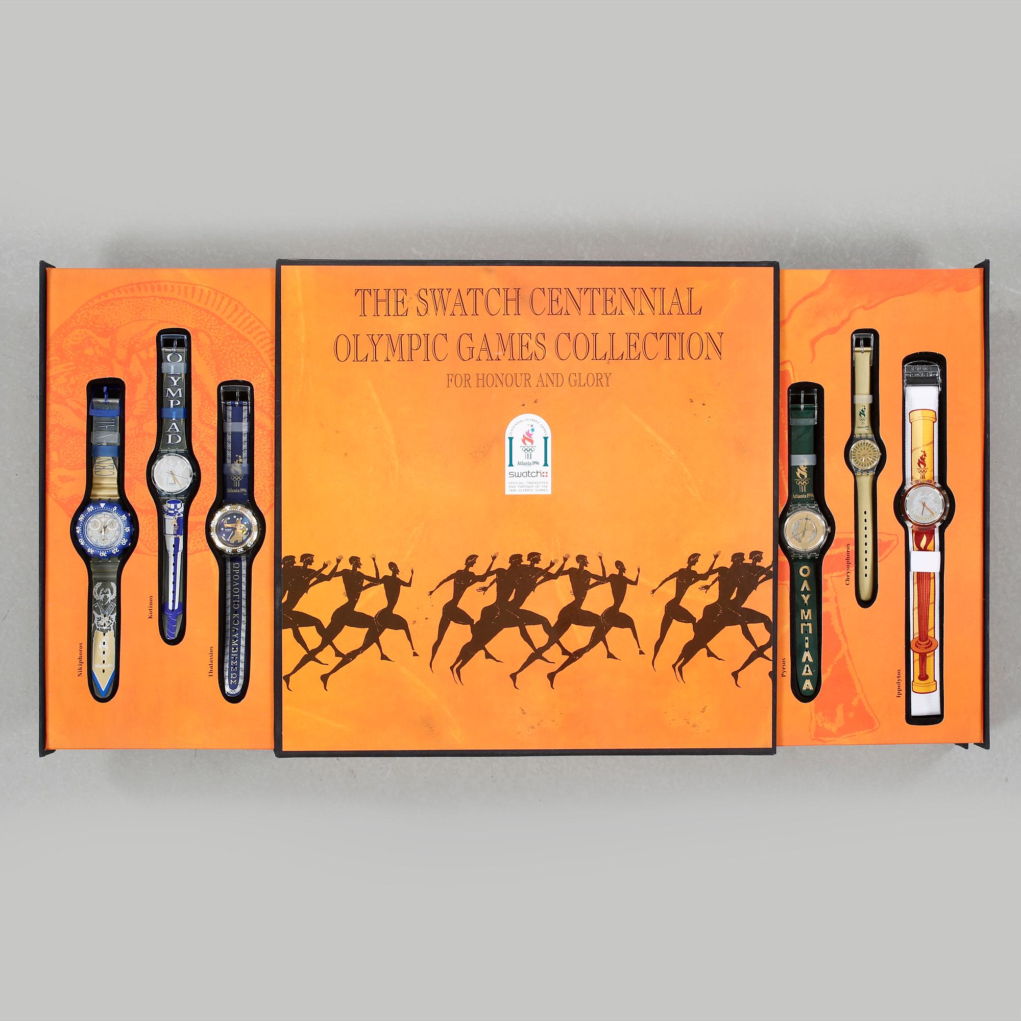 SWATCH, Olympic Special, Honour and Glory, set with 9 pcs of wristwatches.