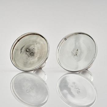 Georg Jensen, a pair of sterling silver candlesticks, design by Sigvard Bernadotte, model no 711A, Copenhagen, Denm after 1945.