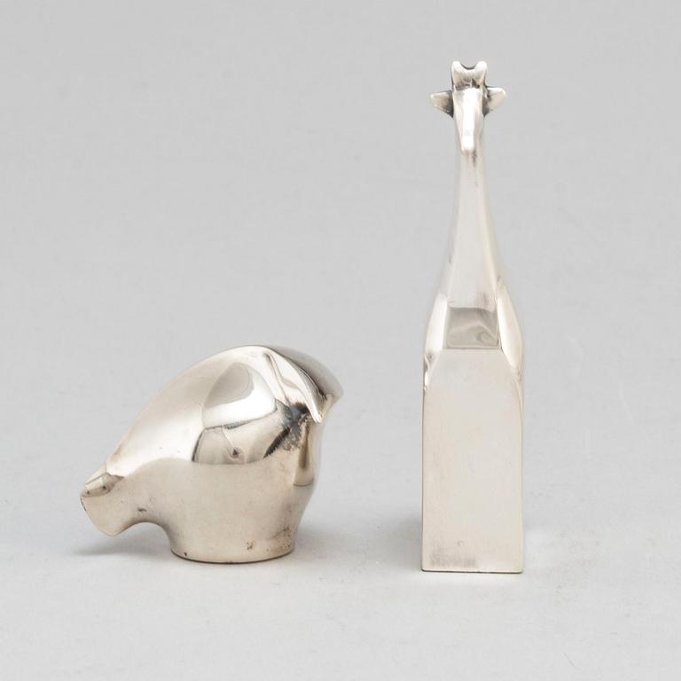 GUNNAR CYRÉN, , two silver plated figurines Dansk Design Japan later part of the 20th century.