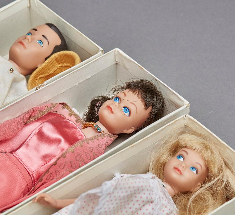 BARBIEDOCKOR, 3 st, Mattel, omkring 1960.