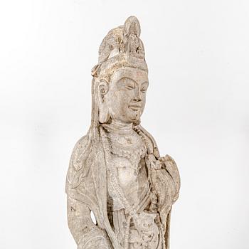A stone sculpture of Boddhisattva, 20th Century.