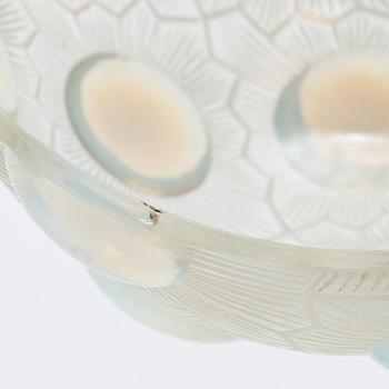 René Lalique, a 'Soleil' moulded opalescent glass ceiling light, France 1920-30s.