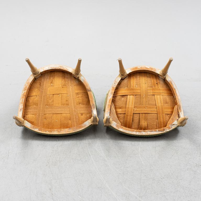 A pair of gustavian armchairs, late 18th century.