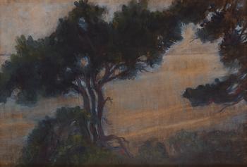 Hugo Gehlin, Landscape at dusk with trees.