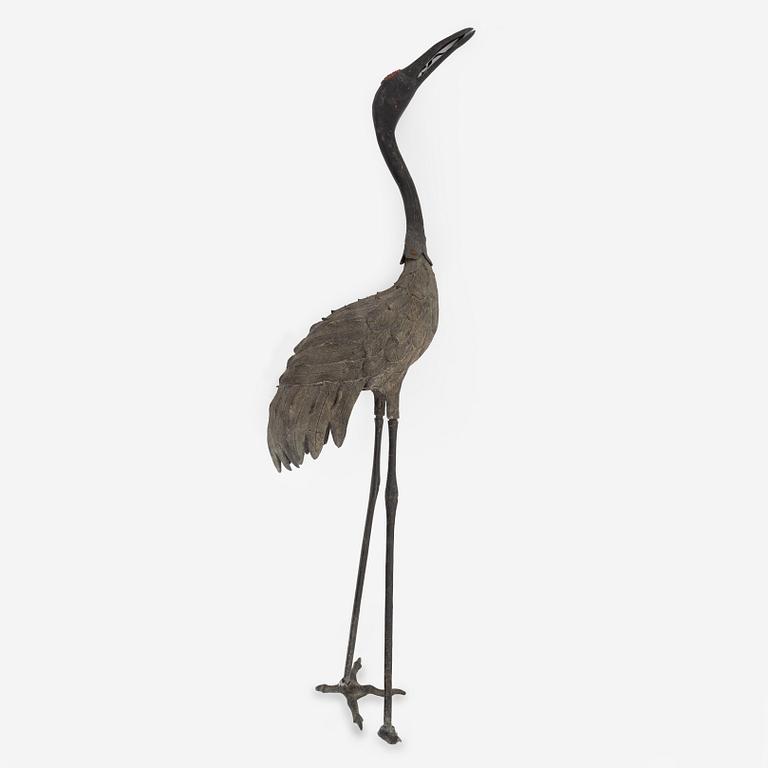 A Chinese bronze Crane, late Qing dynasty, around 1900.