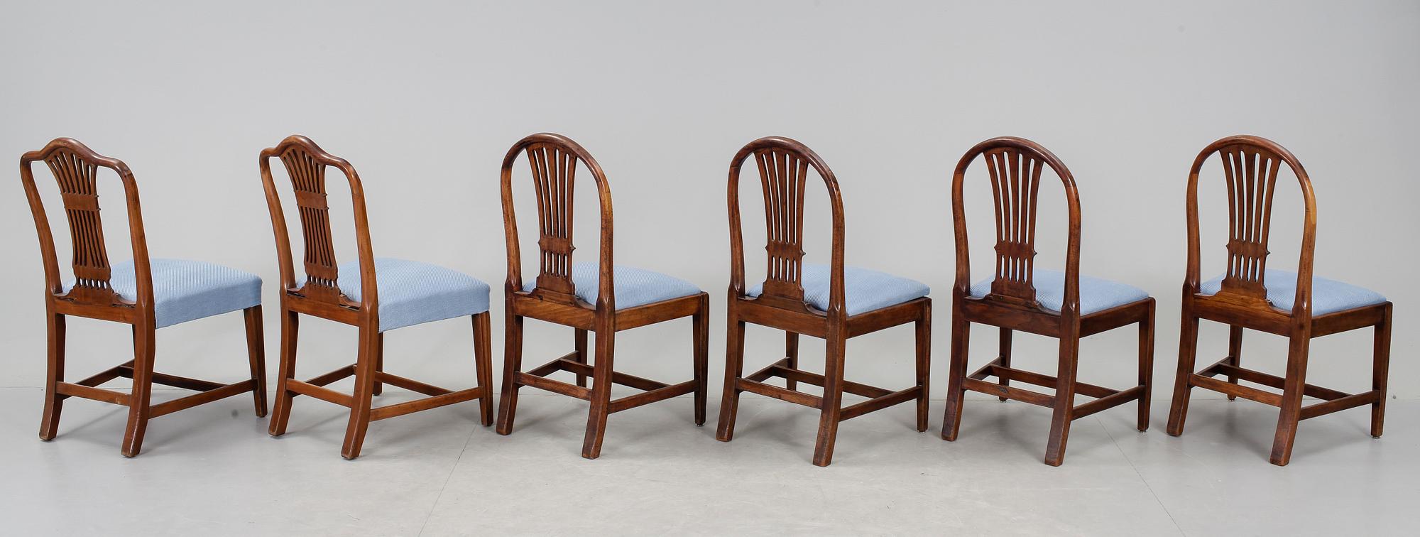 STOLAR, 4 + 2 st, Hepplewhite, England, 1800-tal.