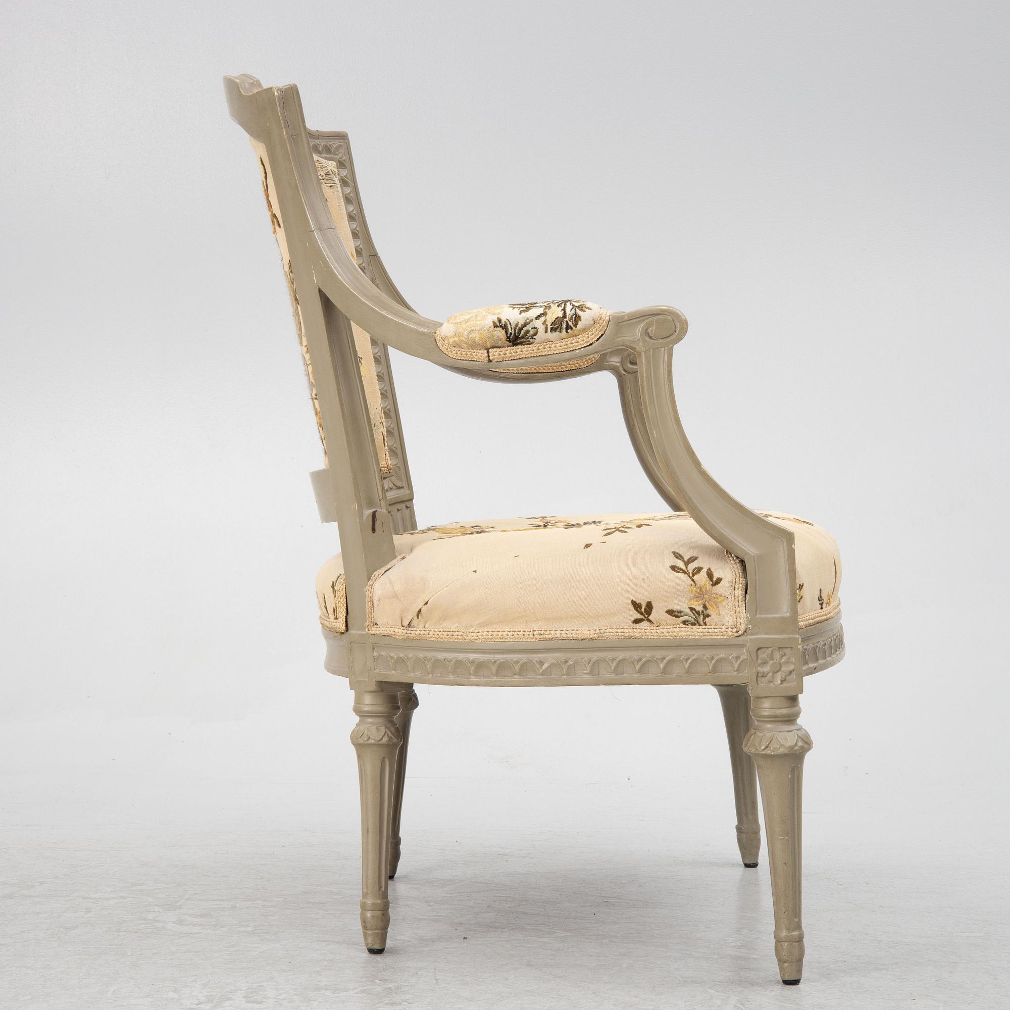 A late Gustavian open-back armchair attributed to Johan Erik Höglander (master in Stockholm 1777-1813).