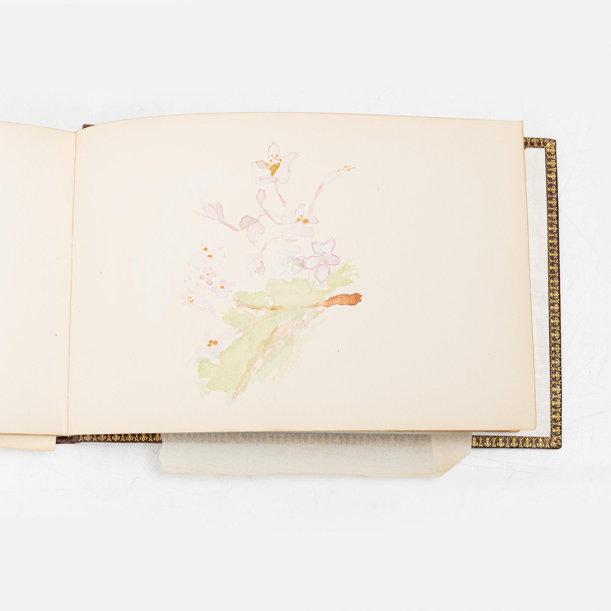 Album with among other things 16 pieces of watercolours and drawings by Swedish artists.