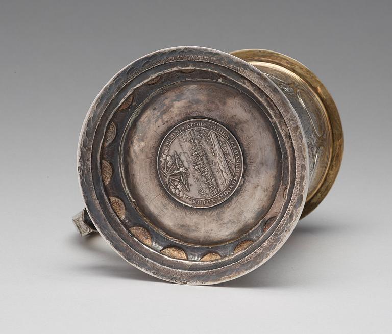 Andreas Haidt, dryckeskanna, silver, Danzig (verksam 1689-1699). Barock.