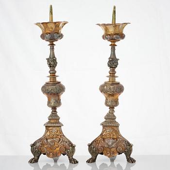 Ljusstakar, 4 st, silver, icke identifierad mästarstämpel ZP, Venedig 1600-/1700-tal. Barock.