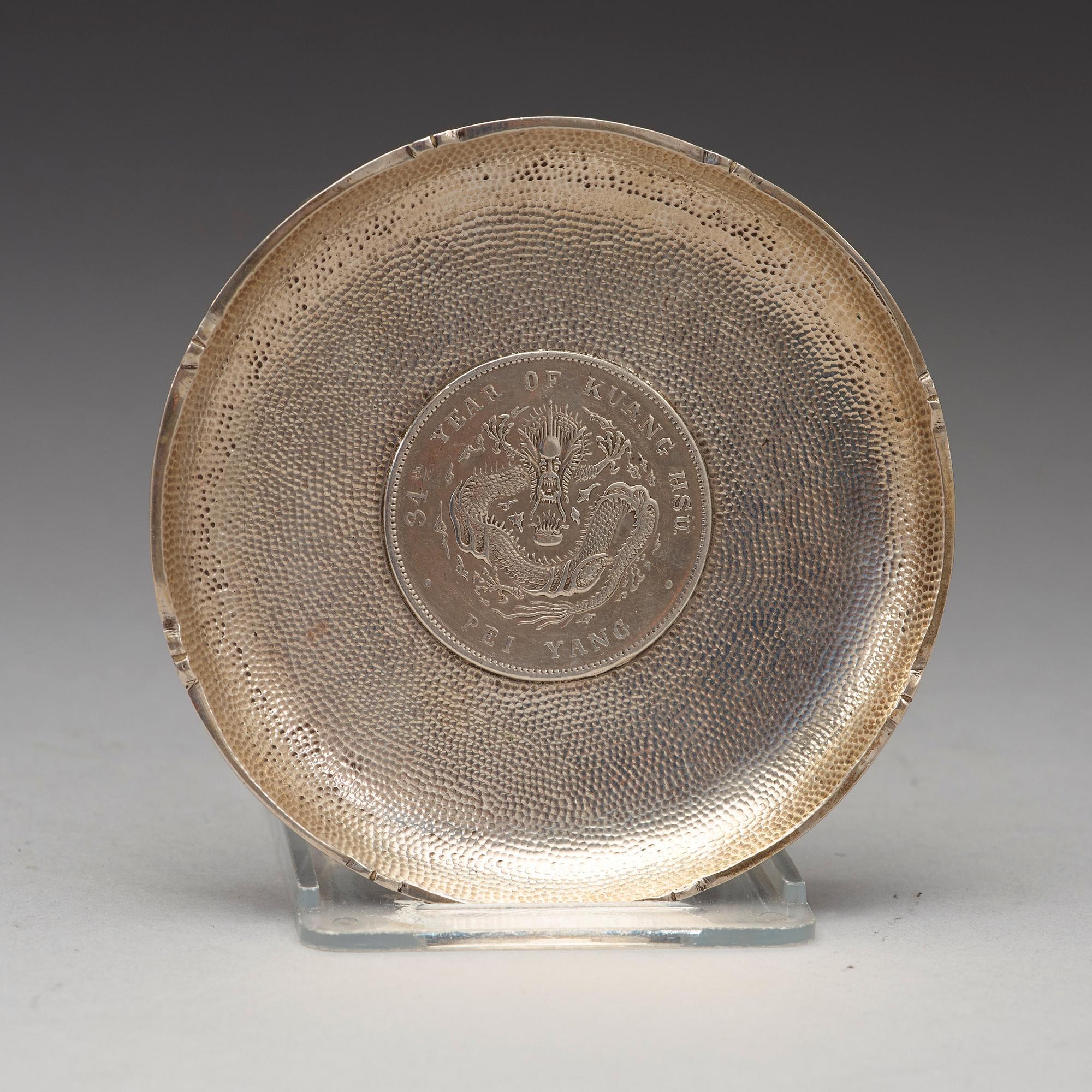 MYNTFAT, fem stycken, silver. Bla Zee Sung, Shanghai, 1900-talets början.