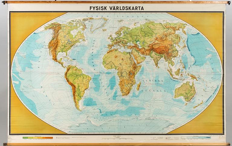 A school world map, 1950's.