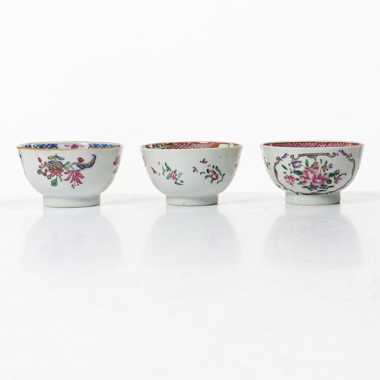 A group lot of 11 Chinese cups, Qing dynasty, Qianlong (1736-95).