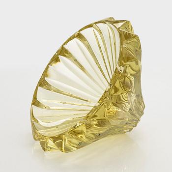 Aimo Okkolin, Skål, "Kronblad", signerad Aimo Okkolin Riihimäen Lasi Oy.