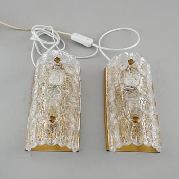 A pair of wall lamps by Carl Fagerlund for Orrefors, second half of the 20th century.