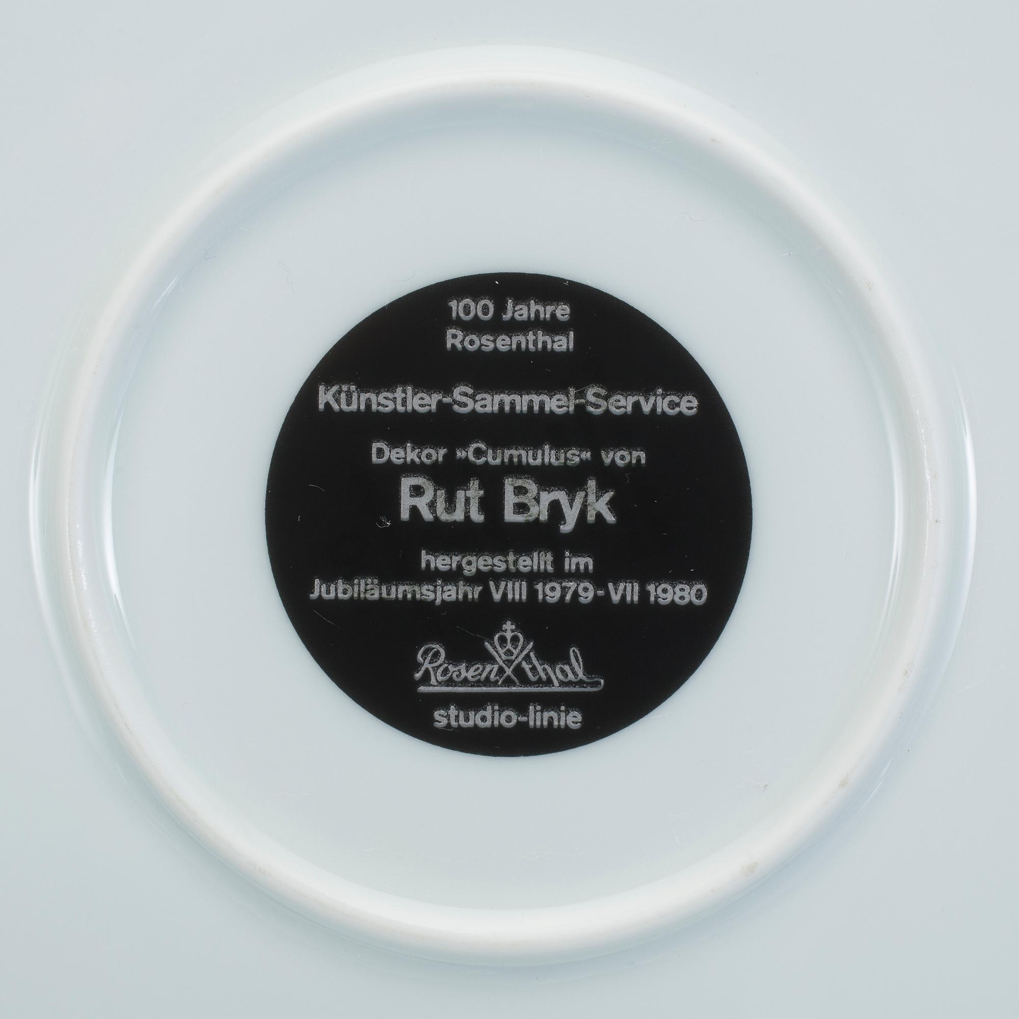 SERVISDELAR, 21 st, porslin, "Cumulus", Rut Bryk och Tapio Wirkkala, Rosenthal, Studio-linie. 1900-talets senare del.