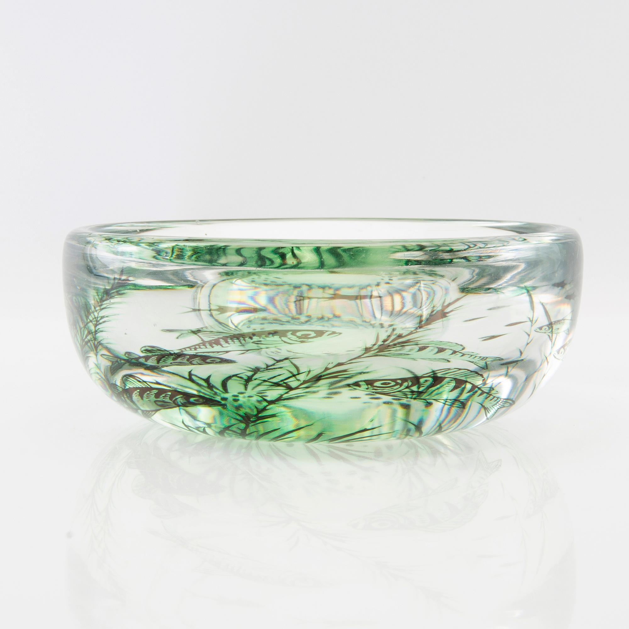 Edward Hald, a "Fish graal" glass bowl, Orrefors.