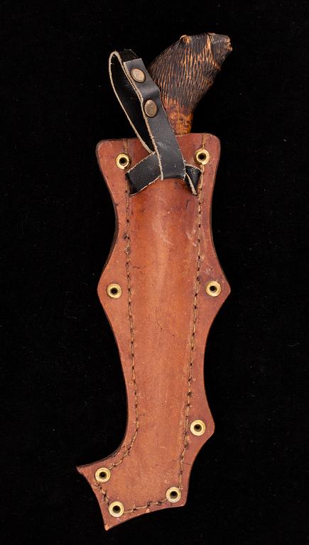 PUUKKO-KNIV med läderbalja, 1900-tal.