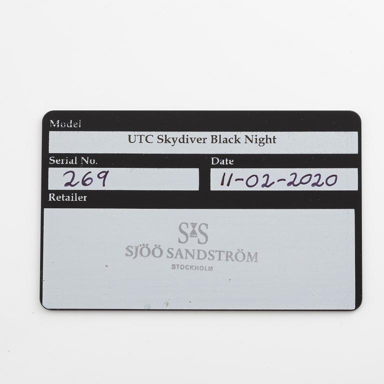 Sjöö Sandström, UTC Skydiver Black Night, wristwatch, 44.2 mm.