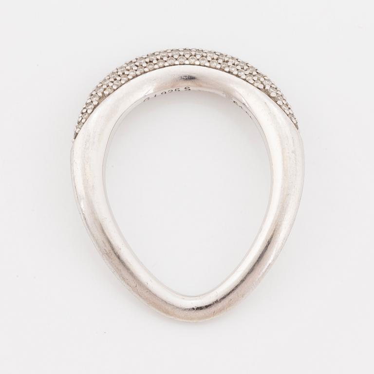 Georg Jensen, ring silver med briljantslipade diamanter.