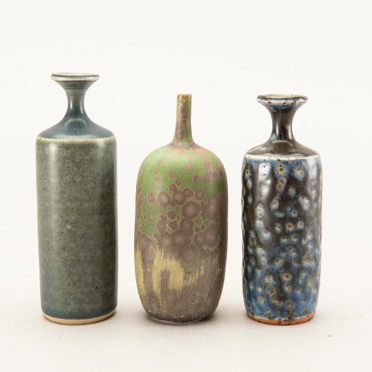 Rolf Palm, a set of three miniature stoneware vases.