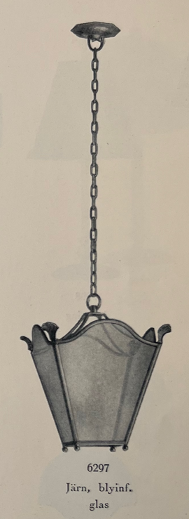 Harald Notini, a ceiling lamp, variant of model "6297", Arvid Böhlmarks Lampfabrik, Stockholm, 1920s.