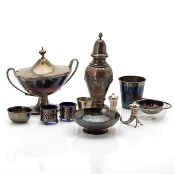 Lot of silver, 11 pieces, including Swedish items, 20th century.