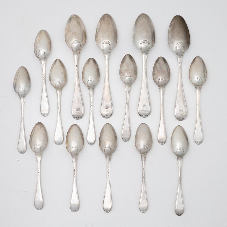 Skedar, 16 st, silver, Sverige, 1700-1800-tal.