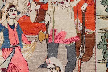 Carpet, Figural Keshan, approx. 200 x 130 cm.