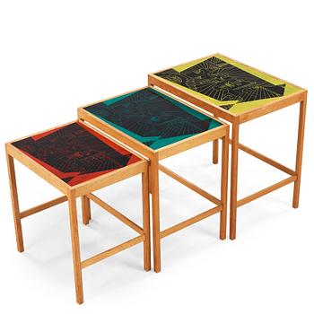 152. David Rosén, A David Rosén nest of tables, three pieces, '571-005', from the Futura-series, Nordiska Kompaniet, designed in 1953.