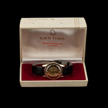 HERR ARMBANDSUR, Certina DS, guld 18K. Original etui. 1970-tal.