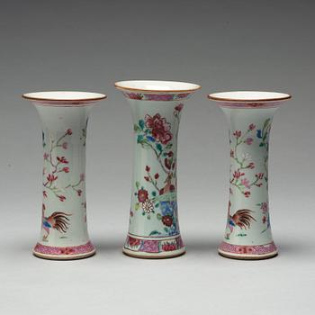 Three famille rose vases, Qing dynasty, Qianlong (1736-95).