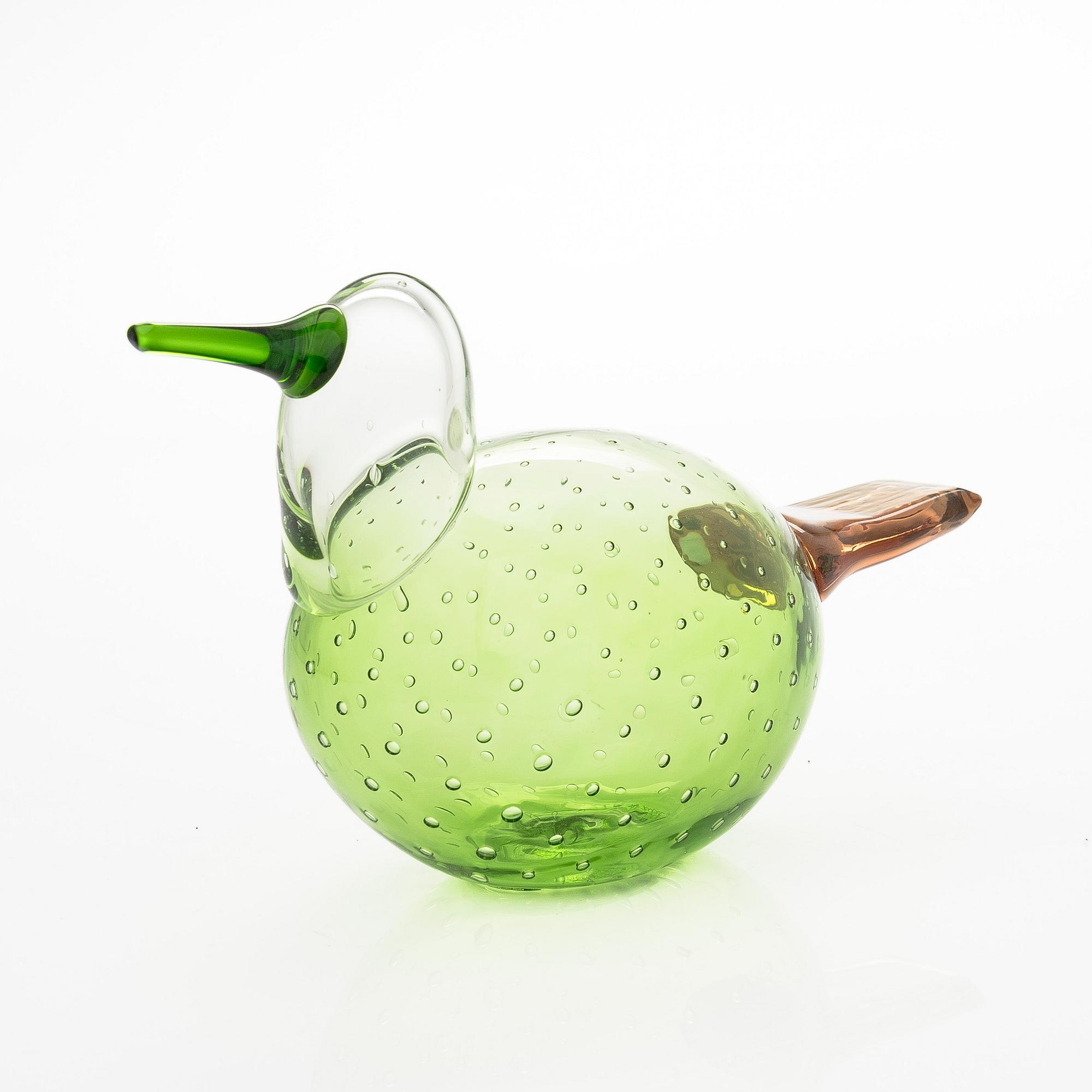 Oiva Toikka, a 'Summer Finch' glass bird, signed O. Toikka Nuutajärvi.