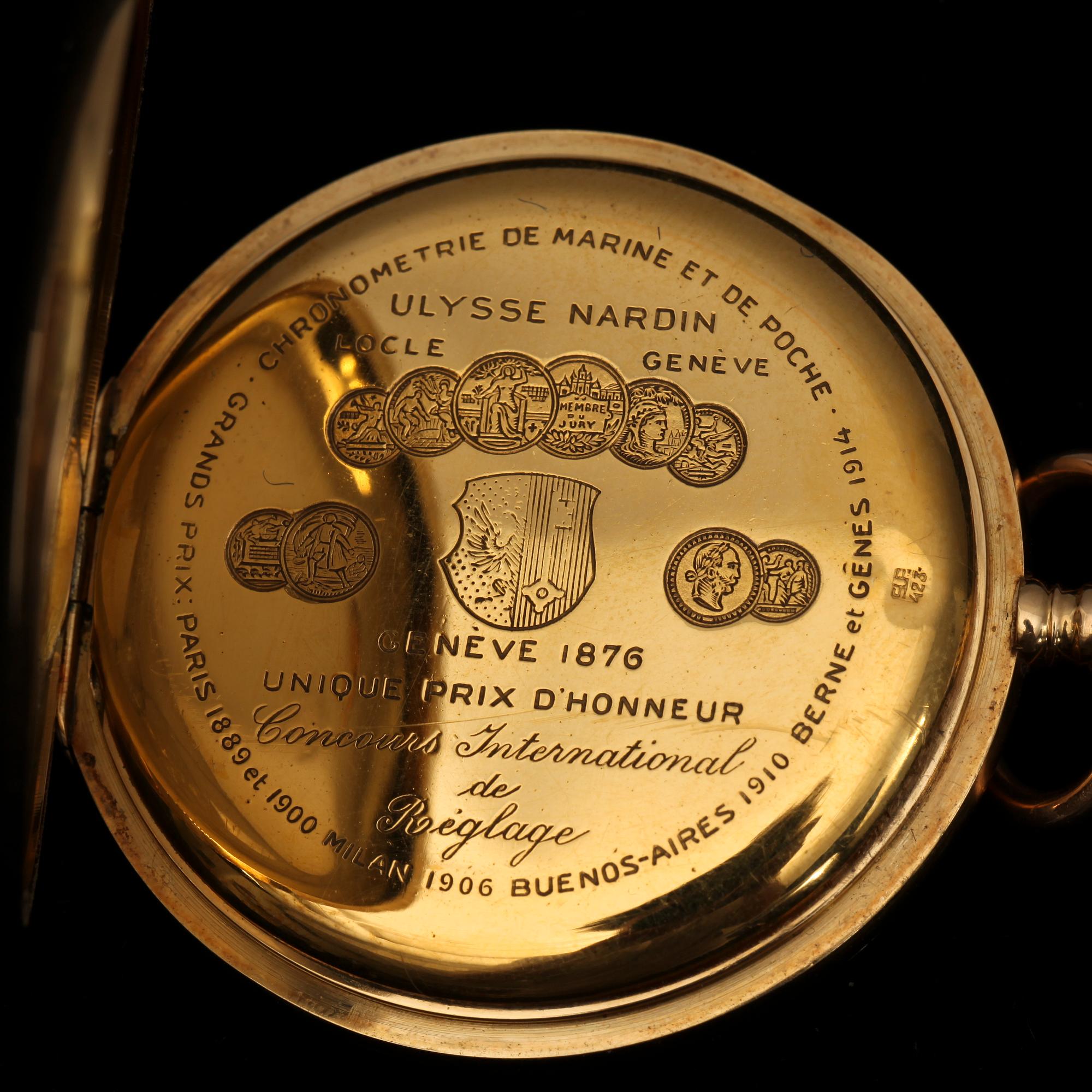 HERRFICKUR, 18K guld. Savonette. Ulysse Nardin, Locle & Genève.