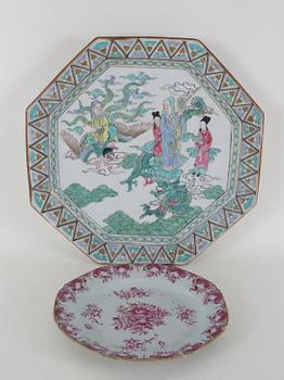 FAT och TALLRIK, porslin, Kina, 1700- resp 1900-tal.