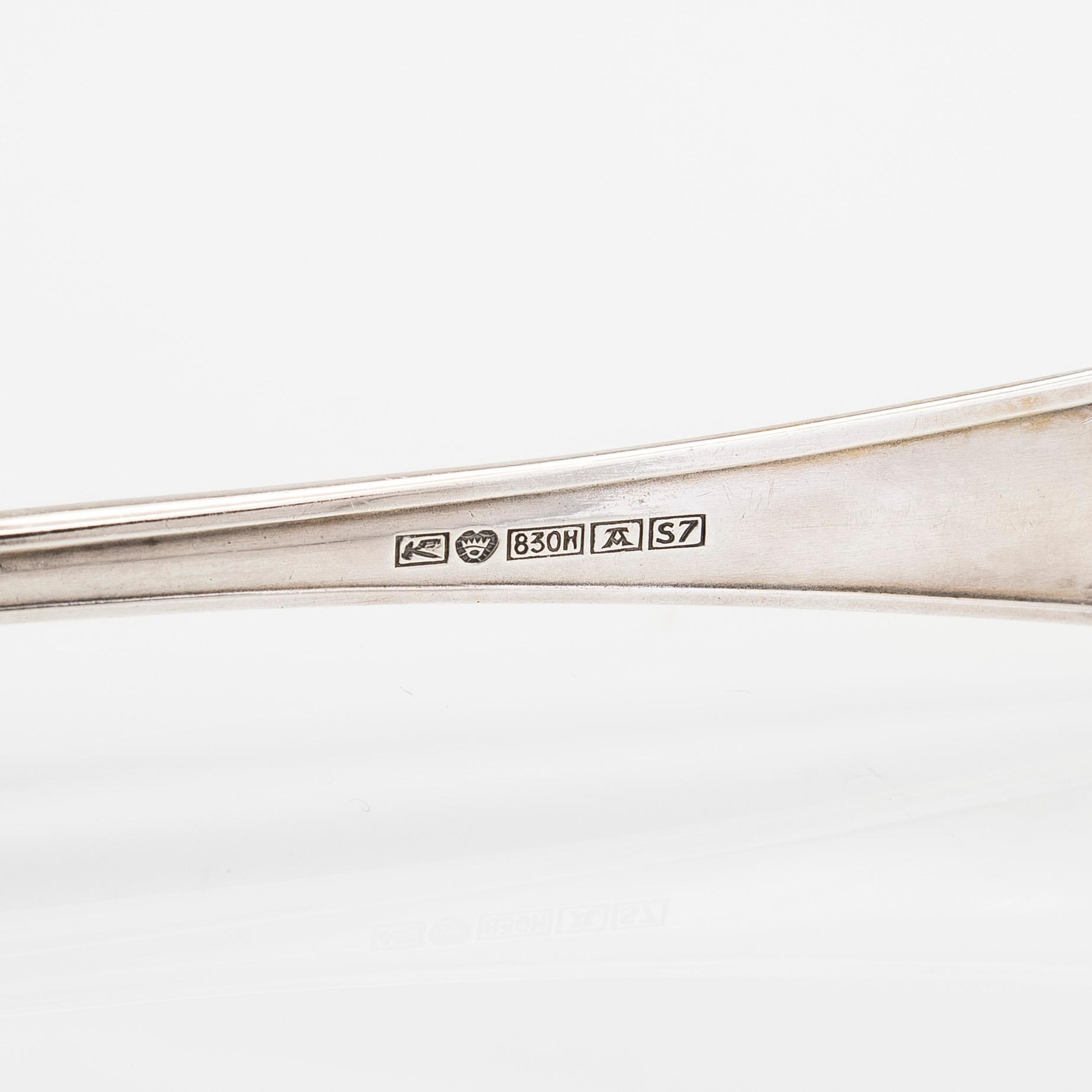 Bestickuppsättning, 90 dlr, silver, "Suomi"-serien, Kultateollisuus, Åbo 1963-1992.