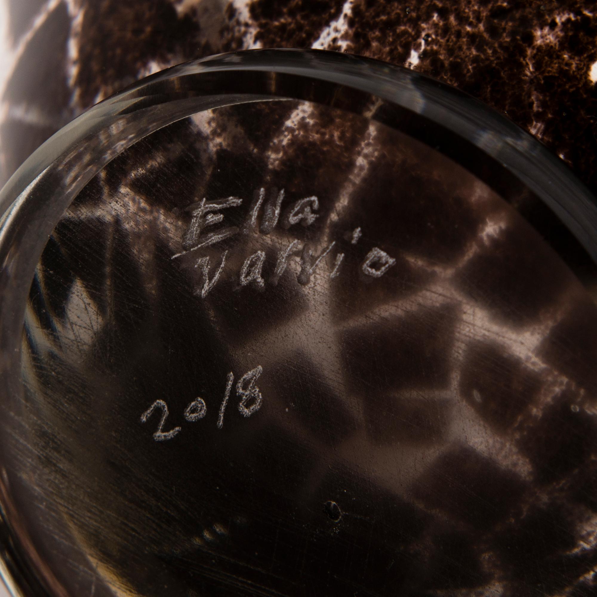 ELLA VARVIO, a glass vase/ sculpture, signed Ella Varvio 2018.