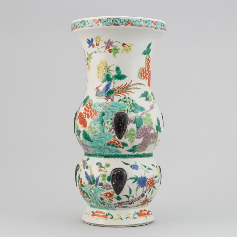 A Chinese famille verte vase, 20th century.