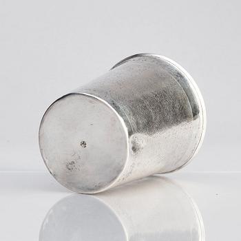 A probably German 17th century silver beaker, unclear makers mark.