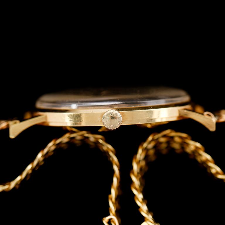ARMBANDSUR, 18 k guld, Longines, 1970. Total vikt med armband 51 g.