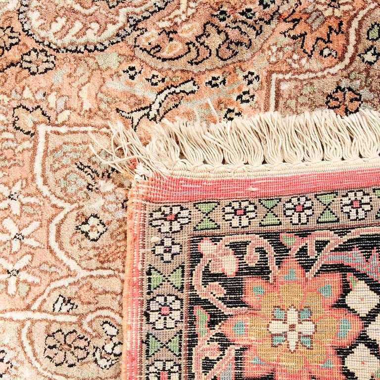 Kashmir silk rug, approximately 223x125 cm.