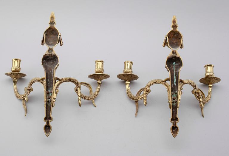 APPLIQUER, 1 par, mässing, gustaviansk stil, 1900-talets mitt.