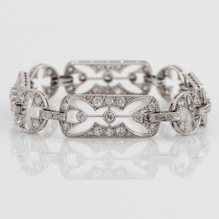 A platinum bracelet set with old- and eight-cut diamonds.