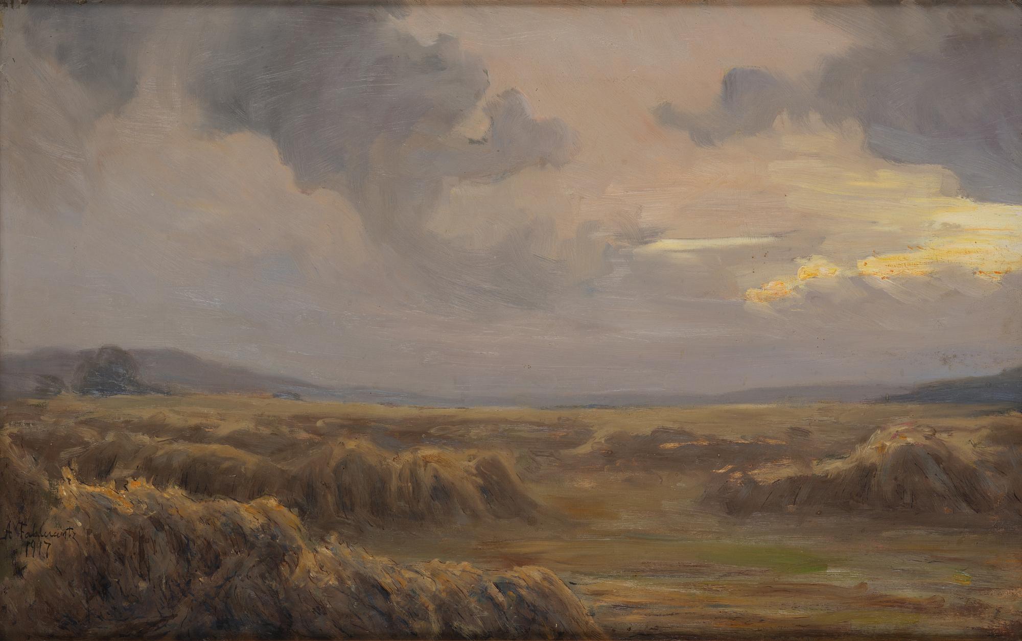 Axel Fahlcrantz, "Hay harvest, evening light, the rain subsides".